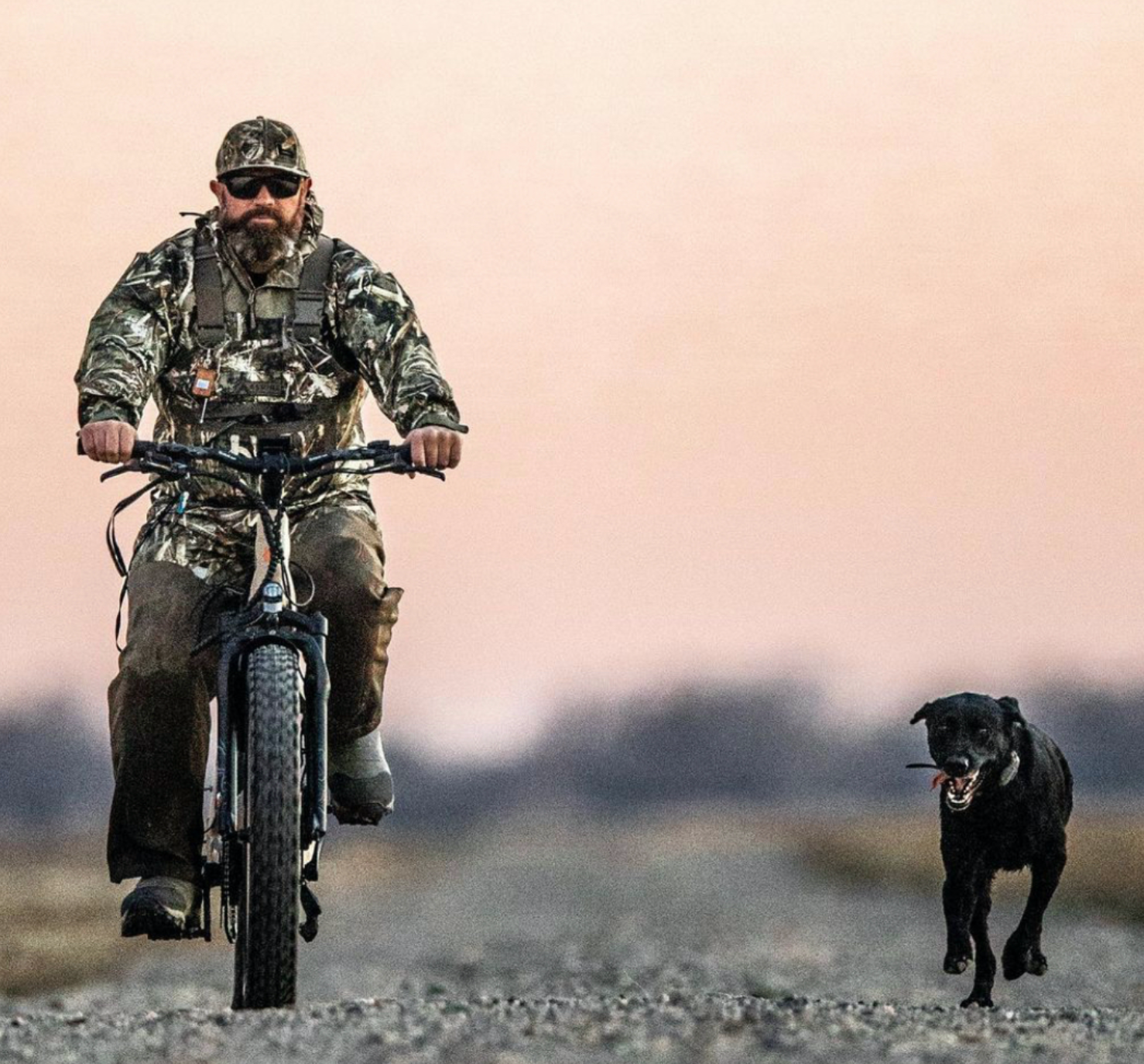 hunting on bike with dog