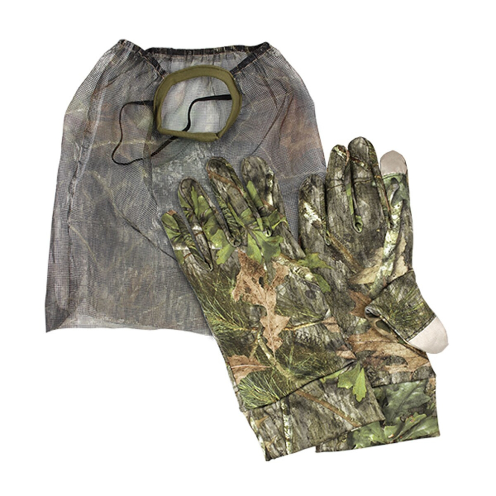 camo hunting gloves and face mask